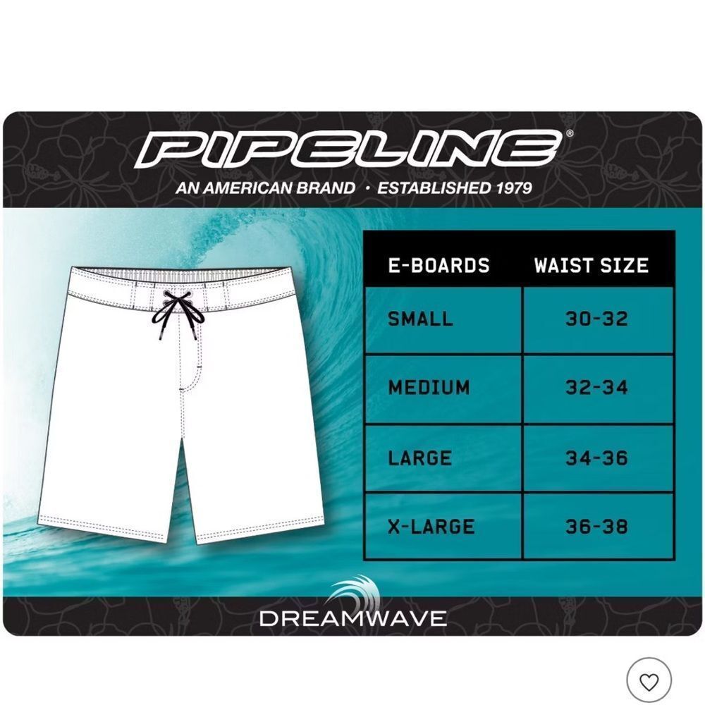 🔥Pipeline Teal and White Board Shorts Sz medium New - Picture 9 of 12